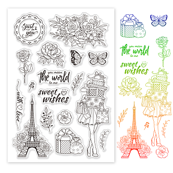 TPR Stamps, with Acrylic Board, for Imprinting Metal, Plastic, Wood, Leather, Leaf Pattern, 16x11cm