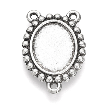 Tibetan Style Alloy Cabochon Connector Settings, Chandelier Components Links, Cadmium Free & Lead Free, Oval, Antique Silver, Tray: 15x11mm, 25x17.5x2mm, Hole: 1.5mm, about 350pcs/1000g