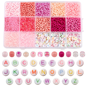 DIY Jewelry Making Bead Sets, including Handmade Polymer Clay Beads, Initial Acrylic & Plastic Beads, Mixed Color, 3~7x2~3.5mm, 3763pcs/box