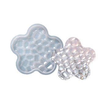 Silicone Diamond Texture Cup Mat Molds, Resin Casting Molds, for UV Resin & Epoxy Resin Craft Making, Flower Pattern, 113x113x9mm, Inner Diameter: 101x101x7mm