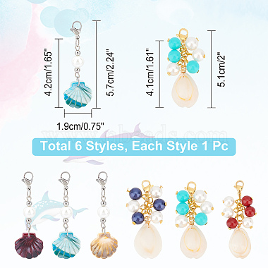 6 Style Cellulose Acetate(Resin) & Cowrie Shell Big Pendants(HJEW-NB0001-22)-2