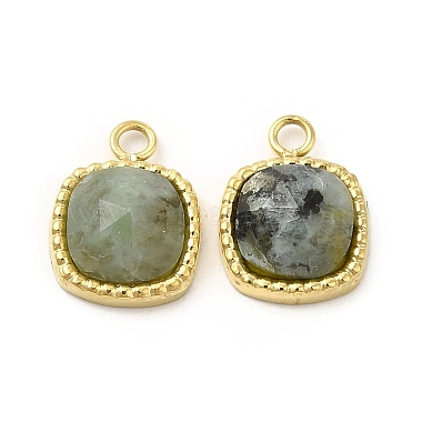 Real 18K Gold Plated Square African Turquoise(Jasper) Charms