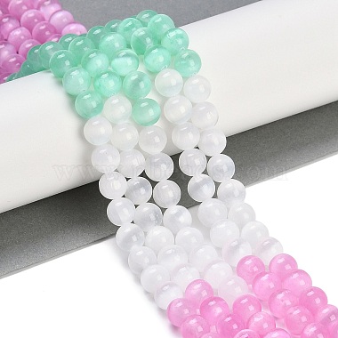 Macaron Color Natural Selenite Beads Strands(G-A243-A01)-5