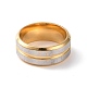 Two Tone 201 Stainless Steel Grooved Line Finger Ring for Women(RJEW-I089-41GP)-3