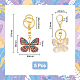 5Pcs Colorful Full Rhinestone Butterfly Pendant Keychain(KEYC-PH01489)-2