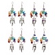 Natural & Synthetic Mixed Gemstone Chips Tree of Life with Alloy Feather Chandelier Earrings(EJEW-JE05213)-1