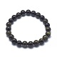 Bracelets extensibles en perles d'obsidienne brillante dorée naturelle(X-BJEW-K212-A-020)-1