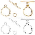 16Pcs 2 Colors Brass Toggle Clasps, Lead Free & Cadmium Free, Oval, Mixed Color, Ring: 16x14x2mm, Hole: 1.2mm, Bar: 19x1.6x1mm, Hole: 1.4mm, 8pcs/color(KK-BBC0016-62)