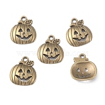Alloy Pendants, Pumpkin Jack-O'-Lantern Charm, Antique Bronze, 18x15.5x3mm, Hole: 2mm(FIND-WH0147-93AB)