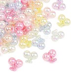 UV Plating Transparent Crackle Acrylic Beads, Iridescent, Heart, Mixed Color, 18x21.5x11.5mm, Hole: 2.5mm(MACR-K361-51)