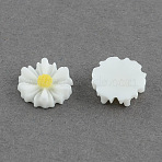 Flatback Hair & Costume Accessories Ornaments Scrapbook Embellishments Resin Flower Daisy Cabochons, White, 9x2.5mm(CRES-Q102-03)