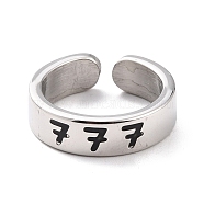 Angel Number Rings for Women, 304 Stainless Steel Enamel Cuff Finger Rings, Num.7, US Size 6 3/4(17.1mm)(RJEW-C016-01G-P)