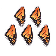 Printed Translucent Acrylic Pendants, Butterfly, Orange, 35x19x2mm, Hole: 1.5mm(OACR-N133-020)
