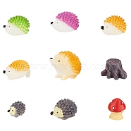 Hedgehog Shape Resin Animal Model Ornaments, for Fleshy Bonsai Outdoor Garden Accessories Display Decoration & Stump Shape Resin Model Ornaments, Mixed Color, 25x18x16mm(DJEW-FH0001-08)