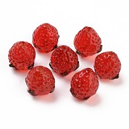 Handmade Bumpy Lampwork Beads, Strawberry, Red, 14~15x12.5x12.5mm, Hole: 1.2mm(X-LAMP-S194-012)