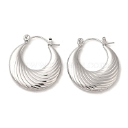 304 Stainless Steel Thick Hoop Earrings, Stainless Steel Color, 25x23x3mm(EJEW-Z022-08P)