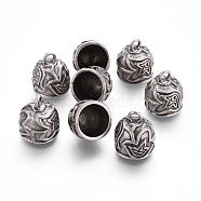 Tibetan Style Alloy Cord Ends, End Caps, Lead Free & Nickel Free & Cadmium Free, Thailand Sterling Silver Plated, 18x15mm, Hole: 3mm, Inner Diameter: 12mm(TIBEP-19878-TAS-NR)