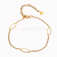 304 Stainless Steel Cable Chain Anklets, with Horse Eye Links and Lobster Claw Clasps, Golden, 9-1/8 inch(23cm)(AJEW-H104-01G)