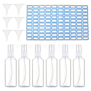 Gorgecraft Liquid Dispensing Kits, including 6Pcs Plastic Spray Bottles, with 6Pcs Plastic Funnels, 1Pc Label Paster, Mixed Color, Bottle: 14.65cm, Capacity: 100ml(3.38fl. oz)(AJEW-GF0005-92)