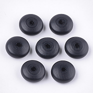 Painted Natural Wood Beads, Large Hole Beads, Rondelle, Black, 22~23x11mm, Hole: 4mm(WOOD-T021-18D)