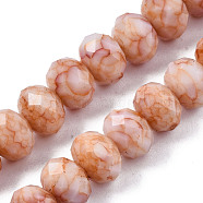 Opaque Baking Painted Glass Beads Strands, Imitation Stones, Faceted, Rondelle, Light Salmon, 11~12x8.5mm, Hole: 1mm, about 45pcs/strand, 15.55 inch~15.75 inch(39.5~40cm)(EGLA-N006-009B-A15)