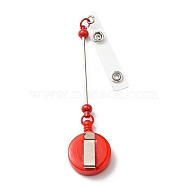 Iron & Plastic Beadable Badge Reels, Retractable Badge Holders, Flat Round, Red, 200x32x14.5mm(AJEW-G055-01C)