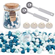 CRASPIRE Sealing Wax Particles Kits for Retro Seal Stamp, with Stainless Steel Spoon, Candle, Glass Jar, Mixed Color, 7.3x8.6x5mm, about 110~120pcs/bag, 2 bags(DIY-CP0003-60D)