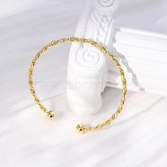 Twisted Brass Cuff Bangles, Torque Bangles for Women, Golden, Inner Diameter: 2-1/8 inch(5.5cm)(YN8277)