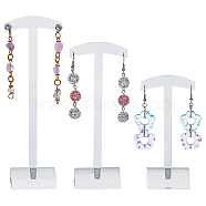 3 Sizes Transparent Acrylic T-Bar Riser Earring Display Stands, Earring Holder with Arch Base, Clear, Finish Holder: 4x3x10.4~14.7cm, about 1 size/pc, 3pcs/set(EDIS-WH0029-21)