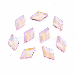 Glass Rhinestone Cabochons, Nail Art Decoration Accessories, Faceted, Rhombus, Pink, 6.5x4x1.5mm(MRMJ-N027-011B)