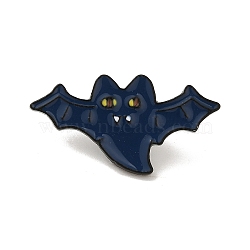 Halloween Series Black Aolly Brooches, Enamel Pins, Bat, 15x25x2mm(JEWB-U004-03K)