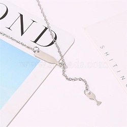 Alloy Cable Chain Wine Cup Pendant Y Necklaces for Women, Platinum, 19.69 inch(50cm)(WG2C776-02)