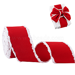 Polyester Ribbon, with Iron Wire, for Gift Wrapping, Red, 2-1/2 inch(63mm), 5m/pc(OCOR-WH0082-384)