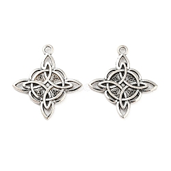 Tibetan Style Alloy Pendants, Cadmium Free & Lead Free, Chinese Knot, Antique Silver, 28x25x2mm, Hole: 2mm, about 558pcs/1000g(TIBE-P001-21AS)