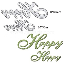 Carbon Steel Cutting Dies Stencils, for DIY Scrapbooking/Photo Album, Decorative Embossing DIY Paper Card, Word Happy, 30x87mm, 20x58mm(DIY-WH0170-132)