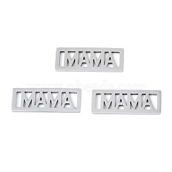 201 Stainless Steel Filigree Joiners, for Mother's Day, Laser Cut, Rectangle with Word MAMA, Stainless Steel Color, 20x7.5x1mm, Hole: 1.2x5mm(STAS-T044-275P)