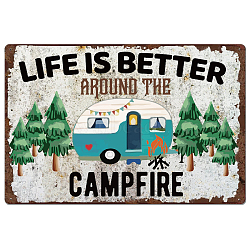 Camping Theme Vintage Metal Tin Sign, Iron Wall Decor for Bars, Restaurants, Cafes Pubs, Rectangle, Green, 300x200x0.5mm(AJEW-WH0189-112)