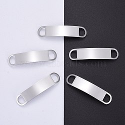 304 Stainless Steel Curve Bar Links Connectors, Manual Polishing, Blank Stamping Tags, Rectangle, Silver Tone, Stainless Steel Color, 45x10x1.8mm, Hole: 5.9mm(STAS-I140-36S)