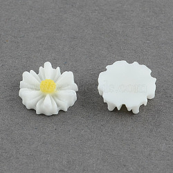 Flatback Hair & Costume Accessories Ornaments Scrapbook Embellishments Resin Flower Daisy Cabochons, White, 9x2.5mm(CRES-Q102-03)