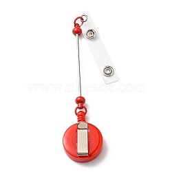 Iron & Plastic Beadable Badge Reels, Retractable Badge Holders, Flat Round, Red, 200x32x14.5mm(AJEW-G055-01C)