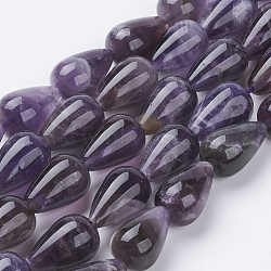 Natural Amethyst Beads Strands, teardrop, 16x10.5mm, Hole: 1.2mm, about 25pcs/strand, 15.3 inch(39cm)(G-J374-13)