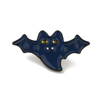 Halloween Series Black Aolly Brooches, Enamel Pins, Bat, 15x25x2mm