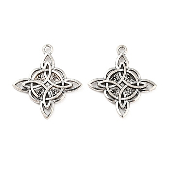 Tibetan Style Alloy Pendants, Cadmium Free & Lead Free, Chinese Knot, Antique Silver, 28x25x2mm, Hole: 2mm, about 558pcs/1000g