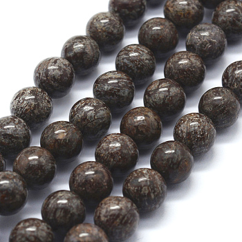 Snowflake Obsidian Gemstone Beads Strands, Natural, Round, Brown, 8mm in diameter, hole: 1mm, about 15~16 inch/strand, about 51pcs/strand