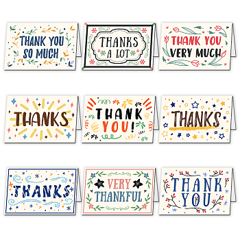 SUPERDANT Thank You Theme Cards and Paper Envelopes, for Birthday Thanksgiving Day, Rectangle with Word Pattern, Word, 10x15cm, 9pcs/set