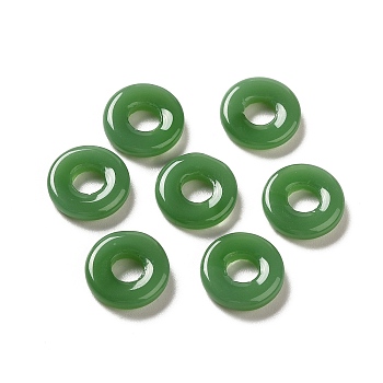 Glass Linking Rings, Imitation Jade, Round Ring, Green, 12.5x4mm, Inner Diameter: 5mm