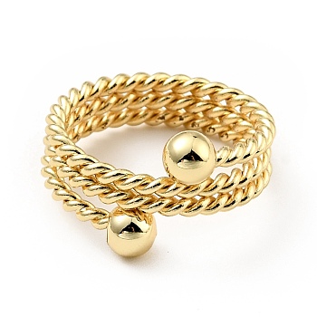 Brass Ball Triple Layer Wrap Ring for Women, Cadmium Free & Lead Free, Real 18K Gold Plated, US Size 6 3/4(17.1mm)