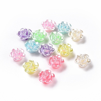 Imitation Pearl Acrylic Beads, Flower, Mixed Color, 11.5x12x7.5mm, Hole: 2.2mm, about 1428pcs/500g