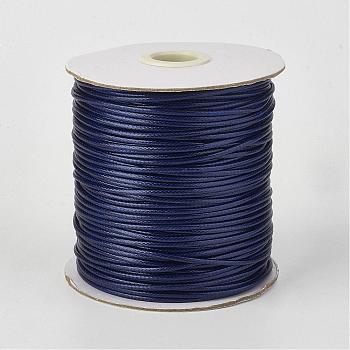 Eco-Friendly Korean Waxed Polyester Cord, Midnight Blue, 3mm, about 41.01~41.56 Yards(37.5~38m)/Roll