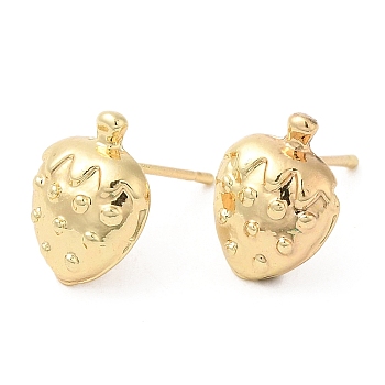Strawberry Alloy Stud Earrings for Women, with 304 Stainless Steel Steel Pin, Cadmium Free & Lead Free, Light Gold, 12x9mm